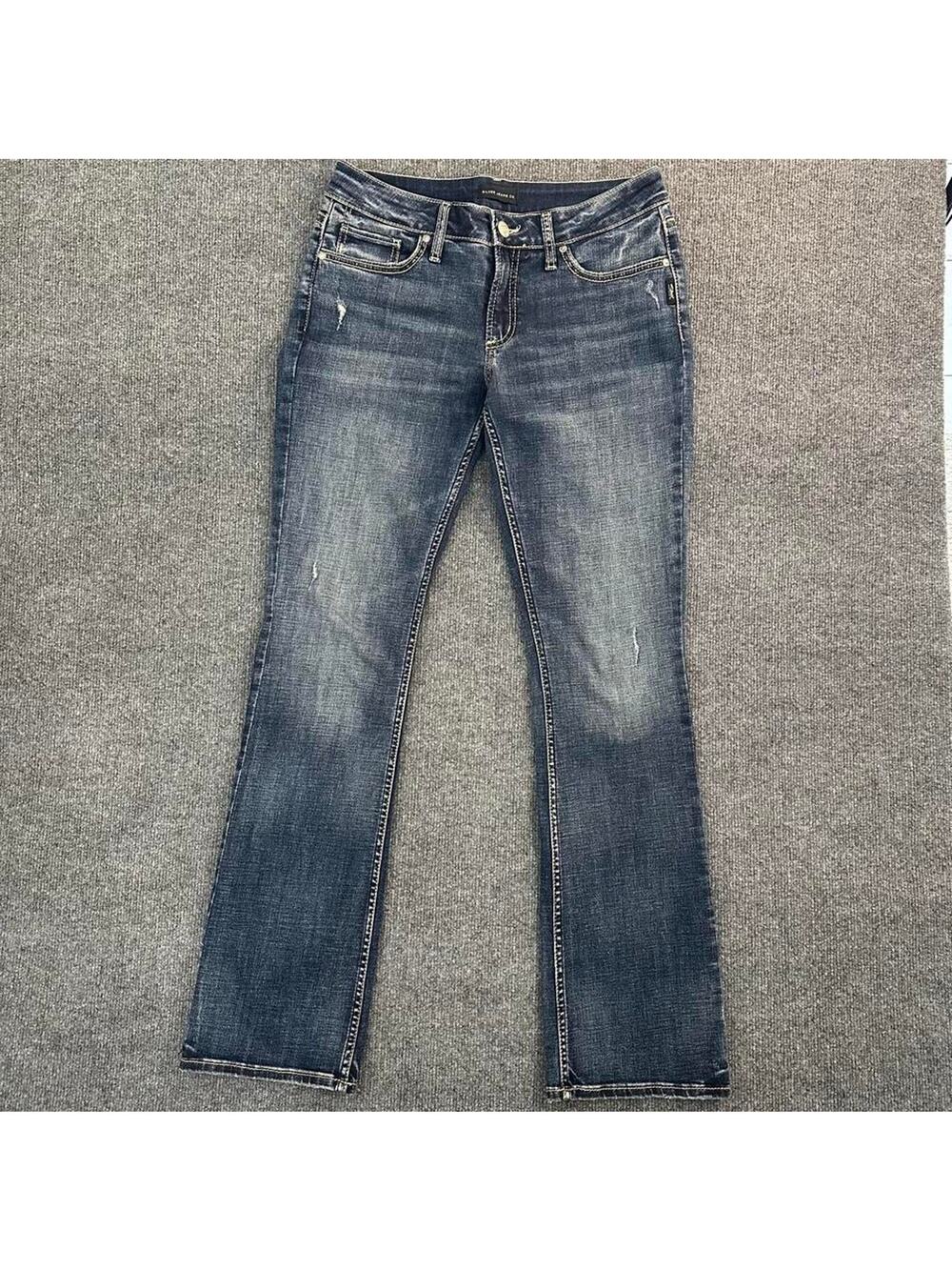 Silver Jeans Co. Women’s Elyse Slim Boot Jeans Western Flare Stretch Denim 28x33